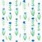 Floral seamless pattern blue flowers with green leafs.