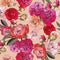 Floral seamless pattern with camellia, peonies and roses