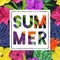 Floral seamless pattern with cut text SUMMER.Vector illustration