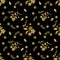 Floral seamless pattern, cute cartoon beige flowers black background