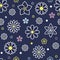 Floral seamless pattern with flat line icons of spring flowers. Flower background beautiful garden - daisy, chamomile