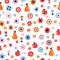 Floral seamless pattern with flowers and fruits. Scandinavian style design. Folk background