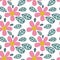 Floral seamless pattern with leaves. Ditsy flower background.