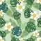 Floral seamless pattern with monstera leaf as an ornament  texture for printing on fabric  textile  flat vector stock illustration