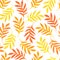 Floral seamless pattern with orange leaves on white background