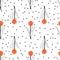 Floral seamless pattern orange tulip and polka dot. Spring fresh flower buds for wrapping and scrapbooking paper .Doodle
