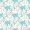 Floral seamless pattern with outline daisy silhouettes. Soft blue background with white flowers. Spring backdrop