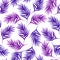 Floral seamless pattern with purple leaves on white background
