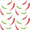 Floral seamless pattern of a red and green chilli peppers.