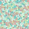 Floral seamless pattern. Small cute simple flowers. Green background.