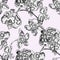 Floral seamless pattern with stylized monochrome Orchid flowers