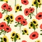 Floral seamless pattern of sunflowers and gerberas.