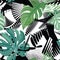 Floral seamless pattern. Tropical leaves over abstract painting art background. Flourish wallpaper