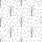 Floral seamless pattern tulip and polka dot. Spring fresh flower buds for wrapping and scrapbooking paper. Doodle black
