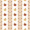 Floral seamless pattern with vertical branches, leaves and apples.