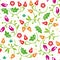 Floral seamless pattern with warm color scheme. Vector illustration.