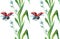 Floral seamless pattern watercolor ladybug