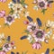 Floral seamless pattern with watercolor narcissus, muscari and hellebore