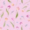 Floral Seamless Pattern with Watercolor Tulips. Spring Background with Blossom Flowers for Fabric, Wallpaper, Posters, Banners