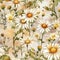 Floral seamless pattern of white chamomile daisy flowers. AI generated watercolor illustration digital art. Fabric print