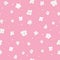 Floral seamless pattern with white flowers on pink background. Repeated backdrop, textile texture. Tender abstract