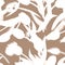 Floral seamless pattern with white silhouettes of tulips on beige.