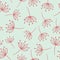 Floral seamless vector background. Abstract red wildflowers. Scandinavian style. Abstract Dandelion flowers pattern on blue. Great