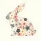 Floral Silhouette Cat Composed of Colorful Flowers on a Light Background - Creative Nature Concept