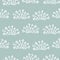 Floral simple seamless pattern with grass plants. Vector pastel blue background.