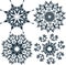 Floral snowflakes, set, element for design,