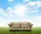 Floral Sofa On Lawn