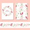 Floral spring templates with cute bunches of tulips. Endless horizontal pattern brush. F