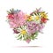 Floral summer bouquet, heart shape for your design