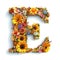 Floral and Sunflower Colorful Photorealistic Letter E.Ai generative