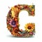 Floral and Sunflower Colorful Photorealistic Letter G.Ai generative