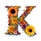 Floral and Sunflower Colorful Photorealistic Letter k,Ai generative