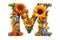 Floral and Sunflower Colorful Photorealistic Letter M,Ai generative