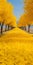 Floral Surrealism A Vibrant Journey Through Yellow Tree-lined Paths