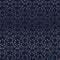 Floral symmetrical seamless pattern texture. Shiny copper gold gradient on dark blue background. Indian mandala style.