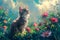 A Floral Symphony for a Curious Kitten