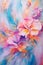 Floral Symphony: Dynamic Watercolor Painting of Colorful Flowers in Dark Pink and Light Blue