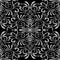 Floral tapestry seamless pattern. Embroidery damask black white