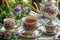 Floral themed tea set adorned with delicate flowers for elegant presentation