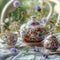 Floral themed tea set adorned with delicate flowers for elegant presentation
