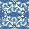 Floral tile. Wallpaper baroque. Blue and white ornament..