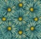 Floral turquoise background. A bouquet of flowers from turquoise-yellow gerberas. Close-up.