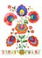 Floral Ukrainian ethnic motif.  Decorative composition with floral motifs. Watercolor. Wallpaper.
