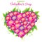 Floral Valentine background with heart shape