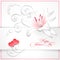 Floral Valentines day white background with hearts