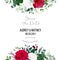 Floral vector banner frame with white rose, burgundy peony, red